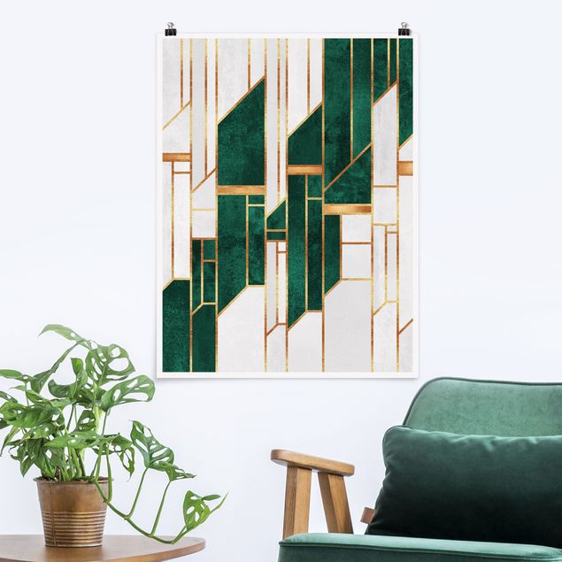 Quadri moderni   Geometria smeraldo e oro