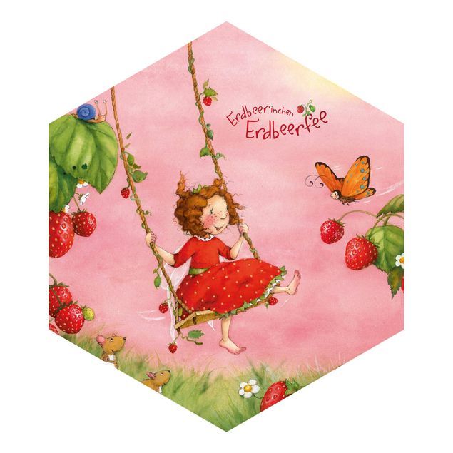 Carta da parati esagonale The Strawberry Fairy - L'altalena dell'albero
