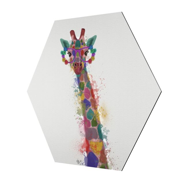 Quadri Giraffa con schizzi arcobaleno