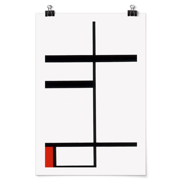 Quadri moderni per arredamento Piet Mondrian - Composizione con rosso, nero e bianco