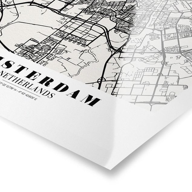 Poster Mappa della città di Amsterdam - Classica