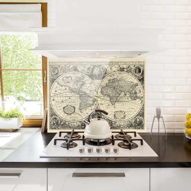 Paraschizzi cucina Mappa del mondo vintage Illustrazione antica