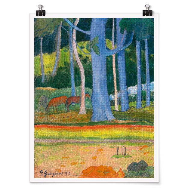 Quadri con alberi Paul Gauguin - Paesaggio con tronchi d'albero blu