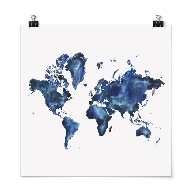 Poster mappamondo Mappa del mondo dell'acqua chiara