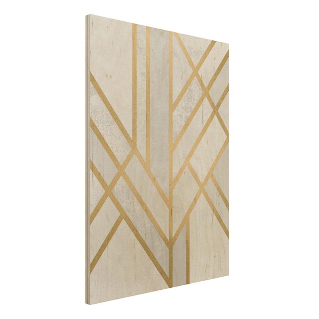 Quadri in legno con disegni Geometria Art Déco Oro Bianco