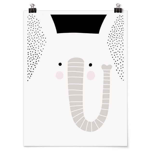 Quadri in bianco e nero Zoo con disegni - Elefante