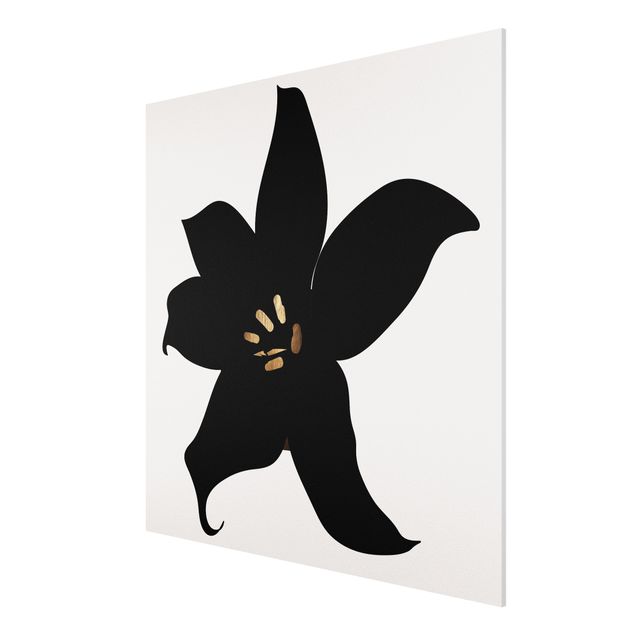 Quadri moderni per arredamento Mondo vegetale grafico - Orchidea nera e oro