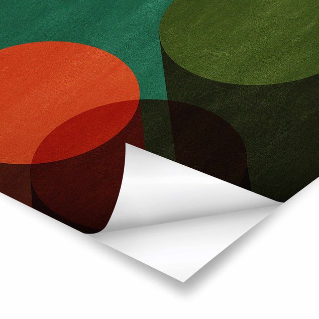 Poster Forme astratte - Cerchi in verde e rosso