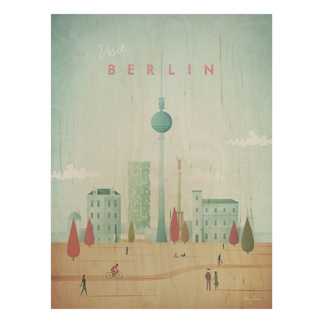 Quadri legno vintage Poster di viaggio - Berlino