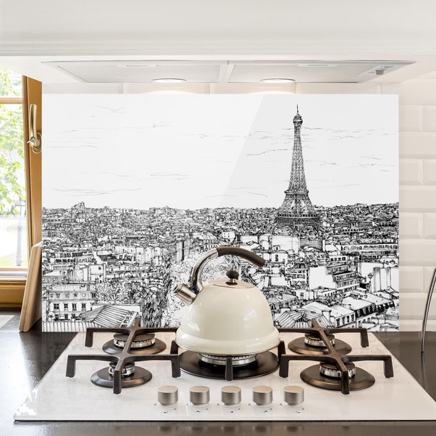 Paraschizzi con architettura e skylines Città studio - Parigi