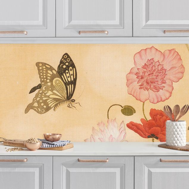 Riproduzioni quadri famosi Yuanyu Ma - Fiore di papavero e farfalla