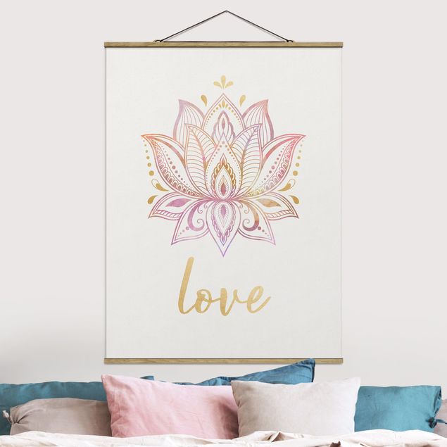 Quadri moderni   Mandala Namaste Lotus Set Oro Rosa Chiaro