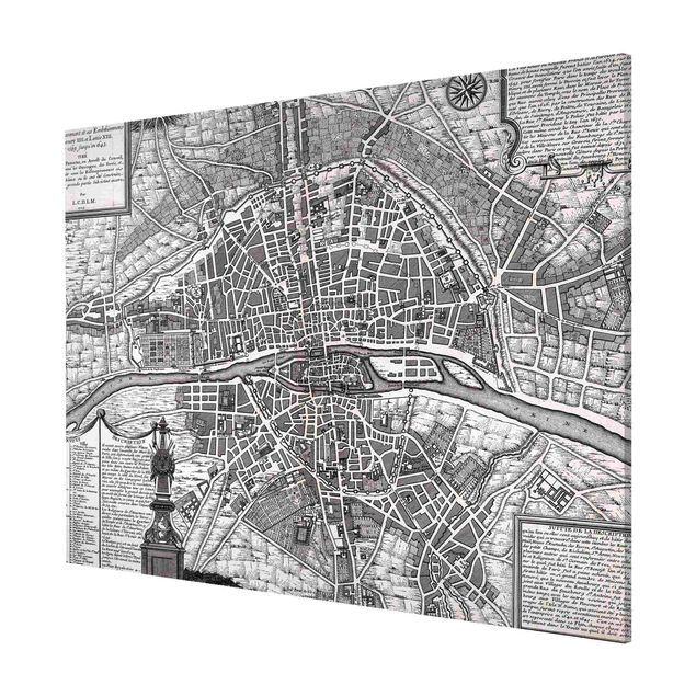 Quadro planisfero Mappa vintage della città di Parigi intorno al 1600