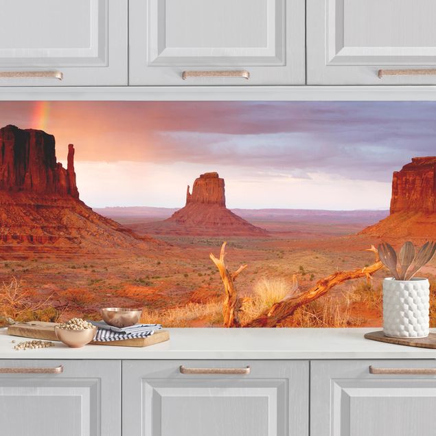 Rivestimenti per cucina con paesaggio Monument Valley al tramonto