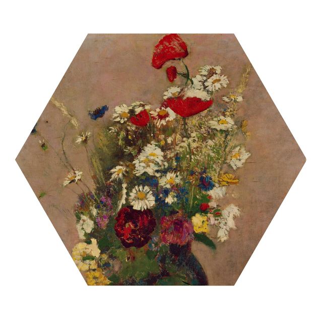 Stampe su legno Odilon Redon - Vaso di fiori con papaveri