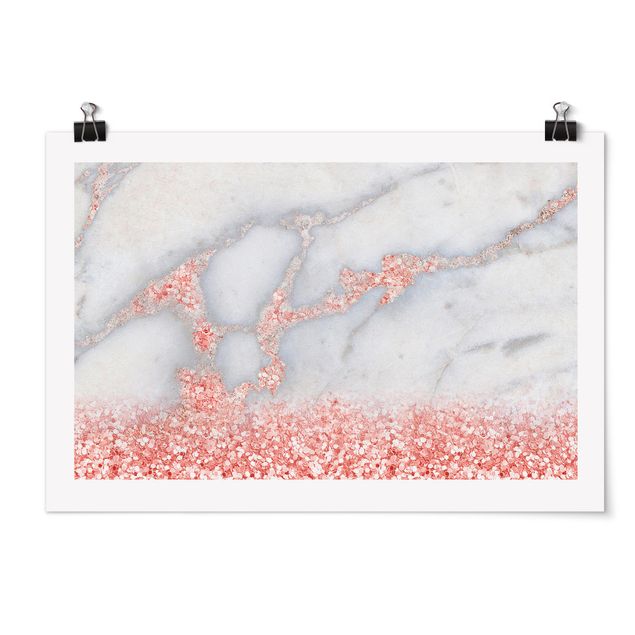 Quadri grigi Effetto marmo con coriandoli rosa