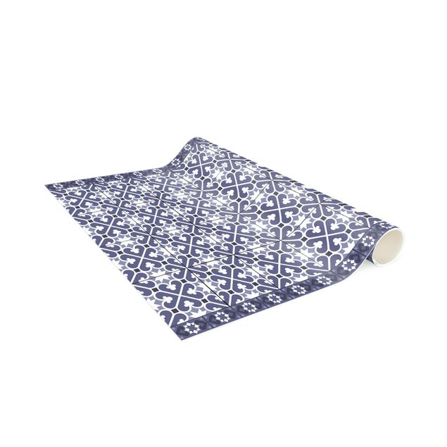 tappeto design moderno Mix di piastrelle geometriche Cuori Viola