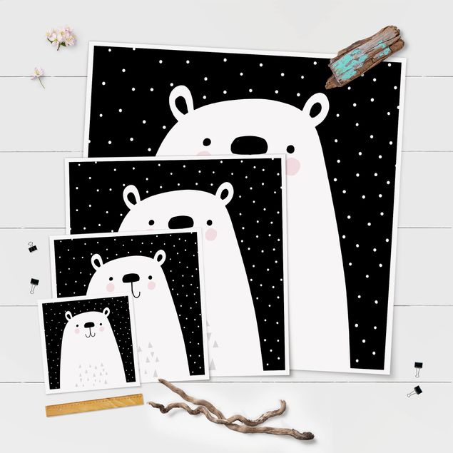 Poster bianco nero Zoo con schemi - Orso polare