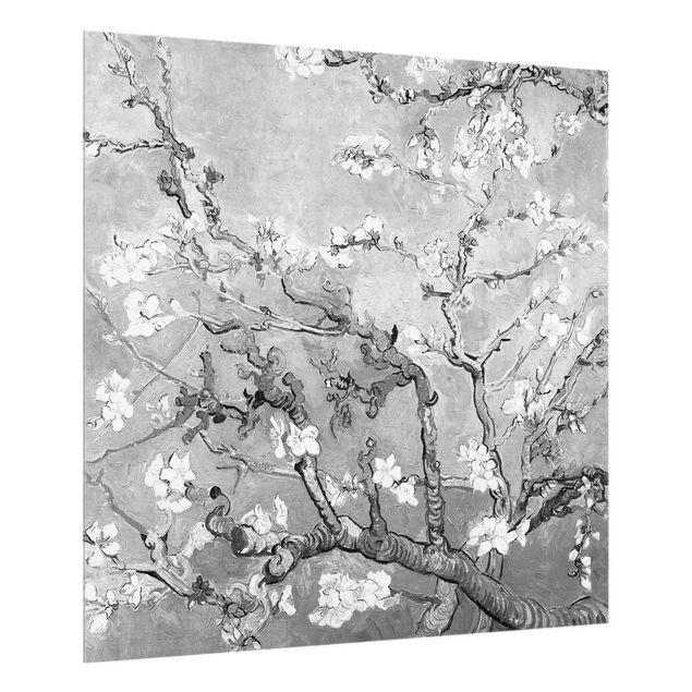 Quadro post impressionista Vincent Van Gogh - Mandorlo in fiore in bianco e nero
