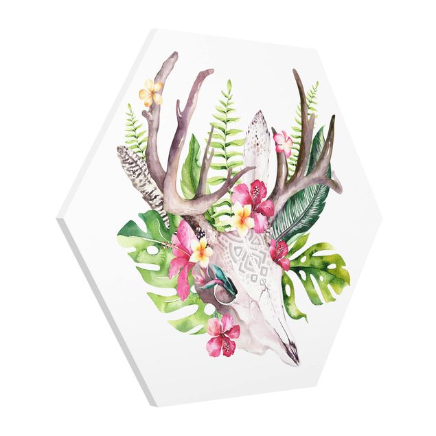 Stampe Cranio di fiori tropicali II
