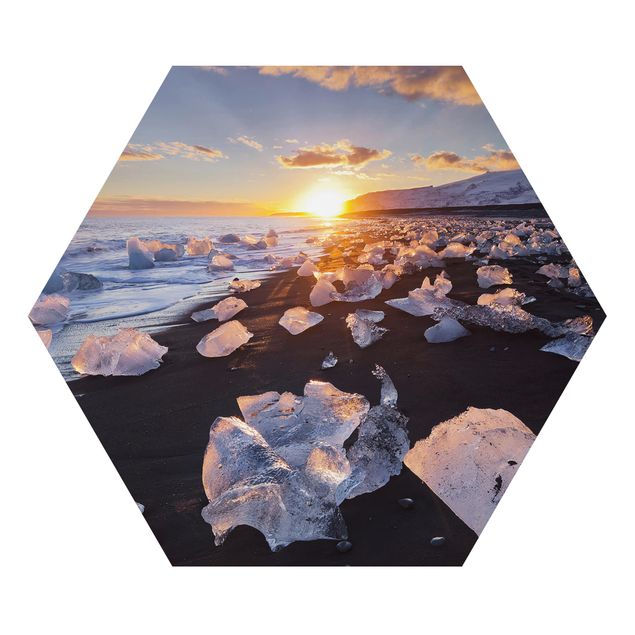 Quadri sulla natura Pezzi di ghiaccio sulla spiaggia in Islanda