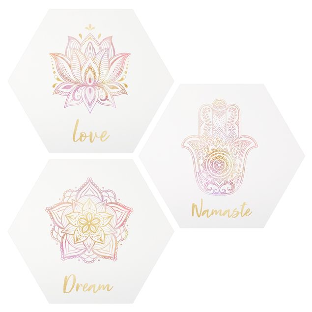 Esagono in forex - Mandala Namaste Lotus Set oro rosa