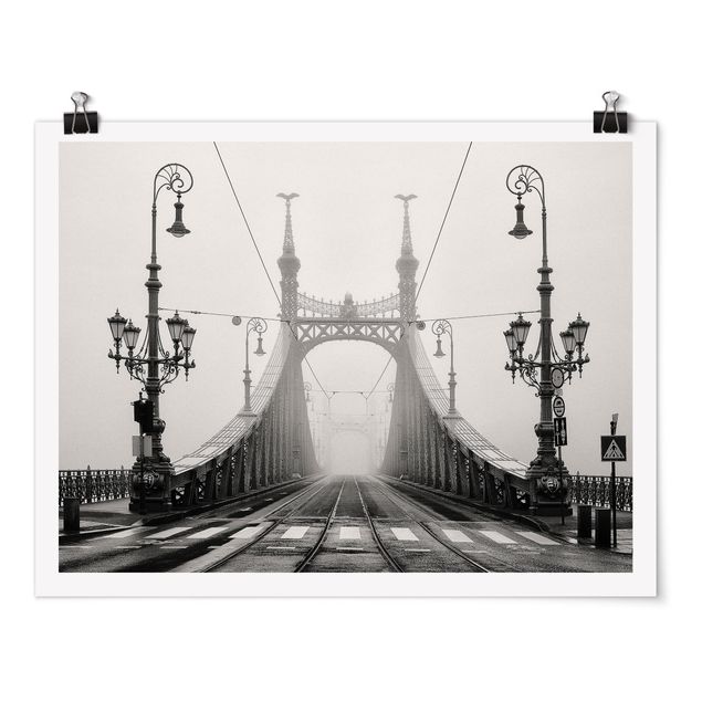 Poster in bianco e nero Ponte a Budapest