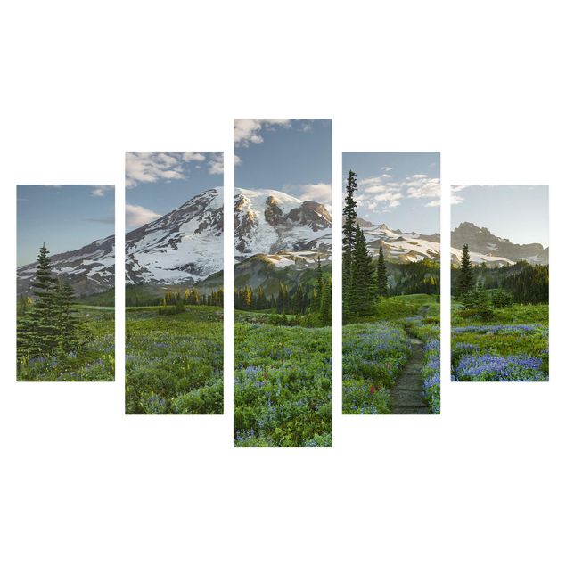 Stampa su tela 5 parti - Mountain View meadow path