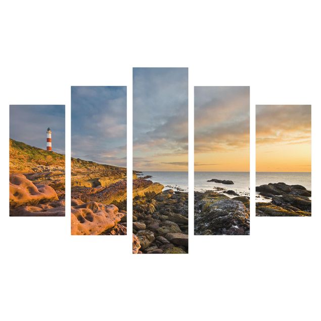 Stampa su tela 5 parti - Tarbat Ness Sea & lighthouse at sunset