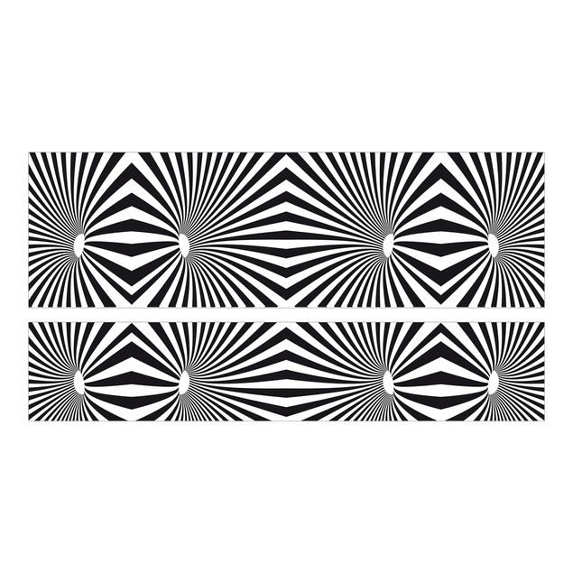 Carta adesiva per mobili IKEA - Malm Letto basso 140x200cm Psychedelic black and white pattern