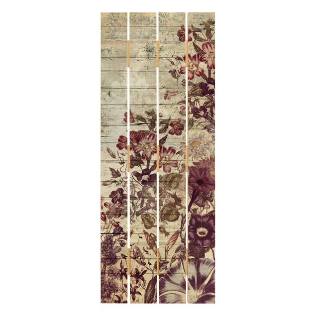 Quadri in legno Legno vintage floreale II