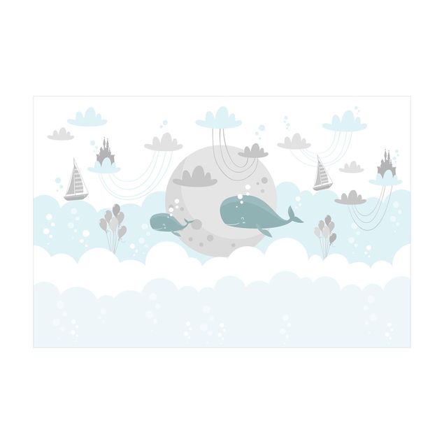 tappeto grande Nuvole con balena e castello