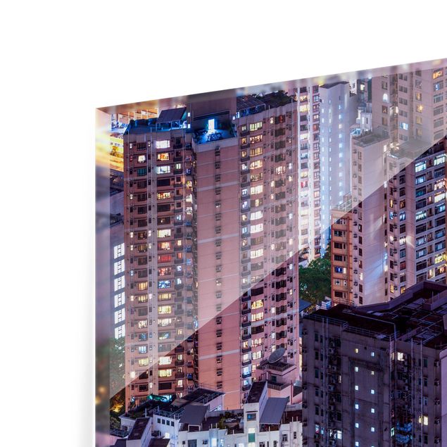 Paraschizzi in vetro - Mare di luci di Hong kong - Formato orizzontale 3:2