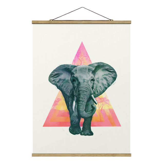 Quadro animali Illustrazione - Elefante fronte triangolo pittura