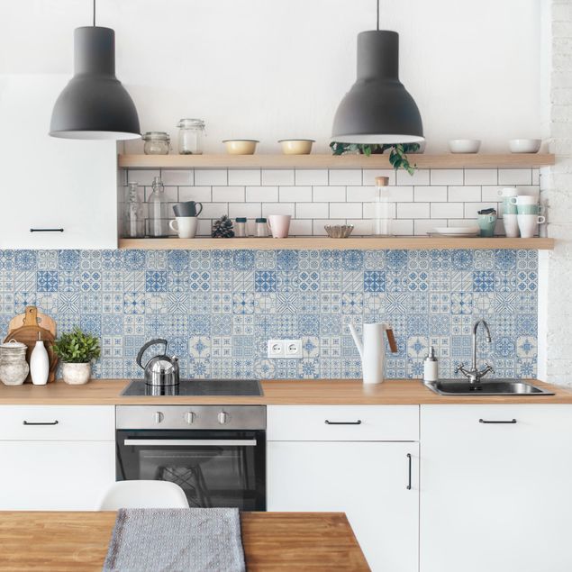 Rivestimento cucina con disegni Blu Coimbra