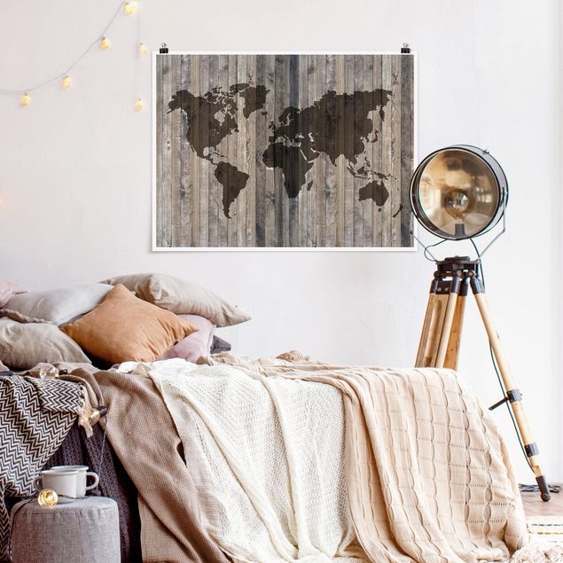 Quadro mappamondo Mappa del mondo in legno