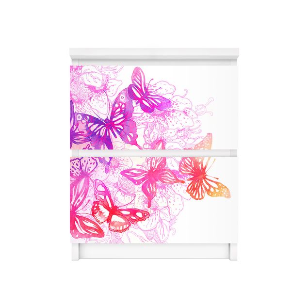 Carta adesiva per mobili IKEA - Malm Cassettiera 2xCassetti - Butterfly Dream