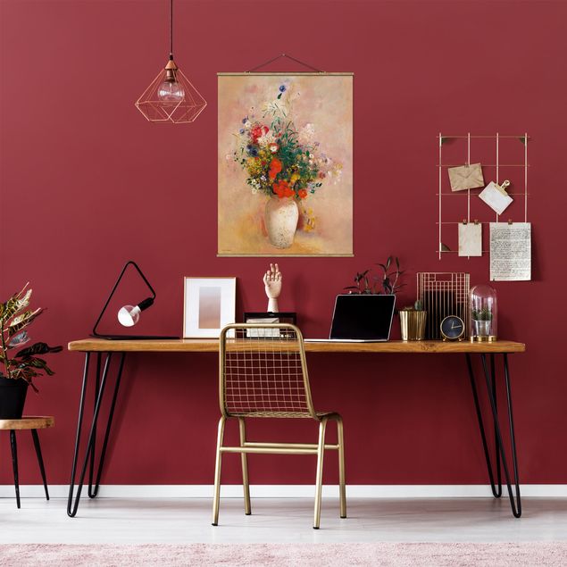Correnti artistiche Odilon Redon - Vaso con fiori (sfondo rosato)