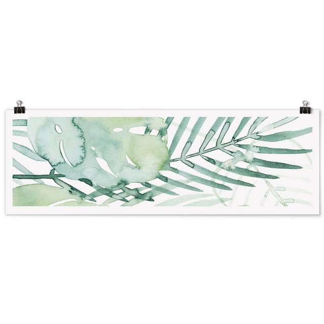 Quadro verde Fronde di palma in acquerello I
