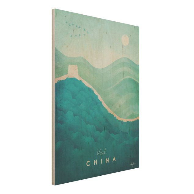 Quadri in legno con architettura e skylines Poster di viaggio - Cina
