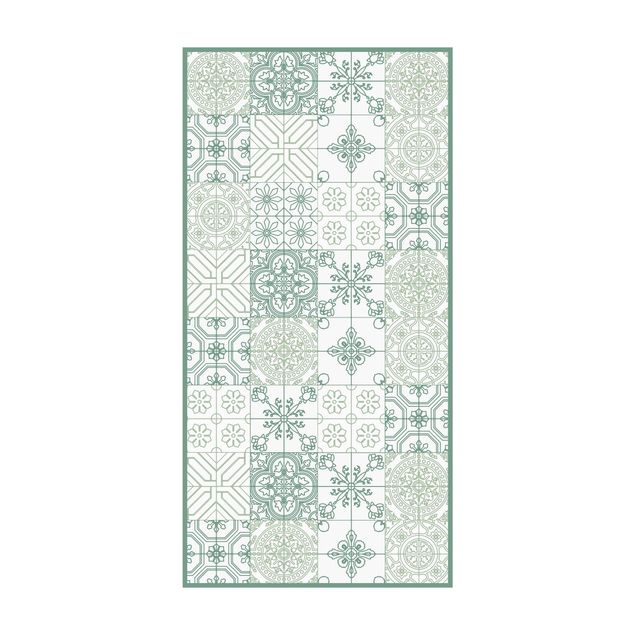 tappeti verdi Piastrella modello floreale piccole parti in tonalità di verde