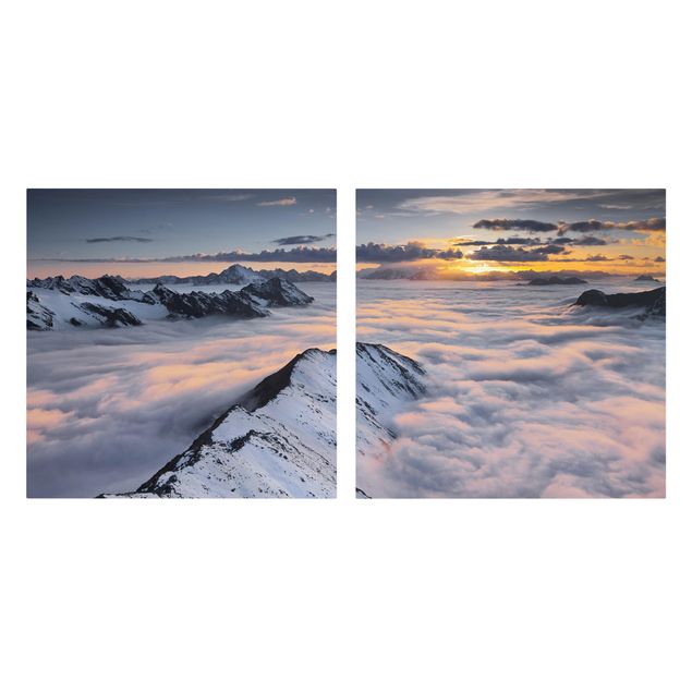 Quadri su tela paesaggio Vista di nuvole e montagne