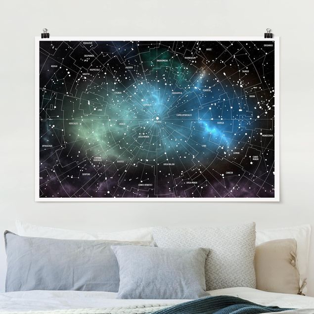 Quadri moderni   Mappa delle costellazioni stellari Nebulosa galattica