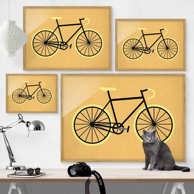 Quadri Kubistika Bicicletta in giallo