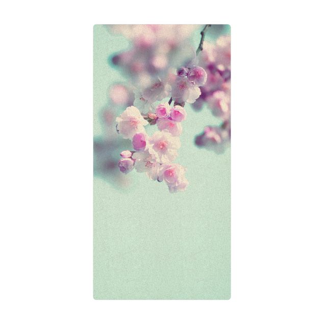 Tappetino di sughero - Fiori di ciliegio colorati - Formato verticale 1:2