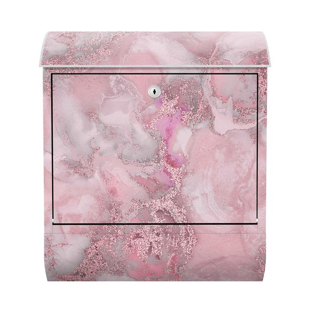 Cassette della posta rosa Esperimenti di colore marmo rosa e brillantini