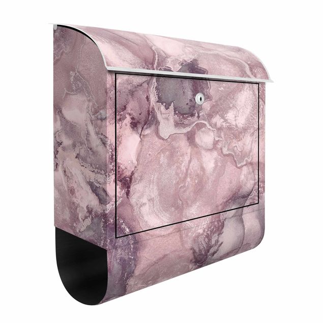 Cassette della posta con motivo astratto Esperimenti di colore in marmo viola