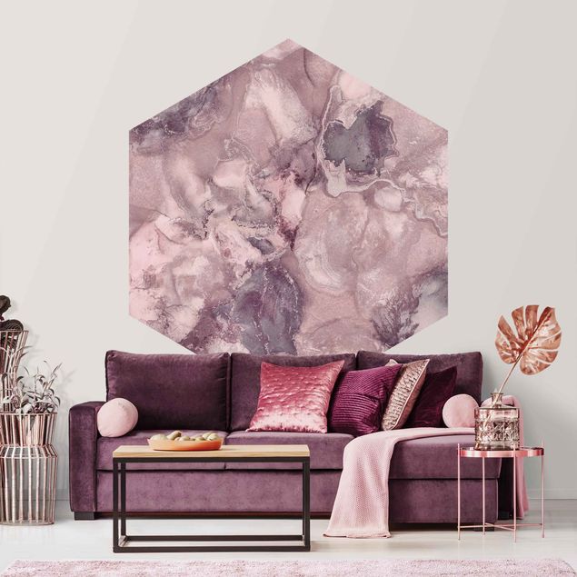 Carta parati effetto marmo Esperimenti di colore in marmo viola
