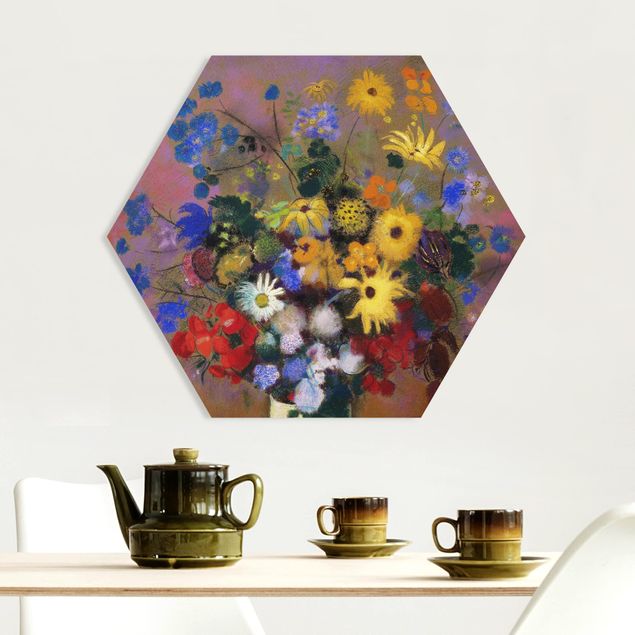 Stile di pittura Odilon Redon - Vaso bianco con fiori