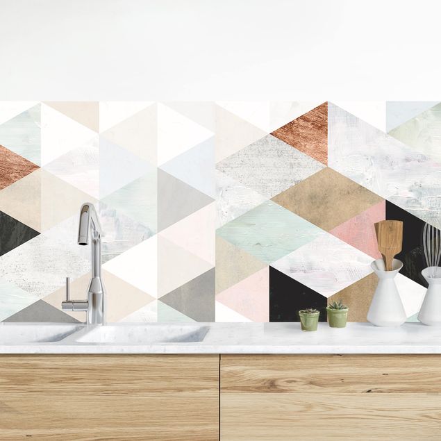 Rivestimenti per cucina con disegni Mosaico ad acquerello con triangoli I